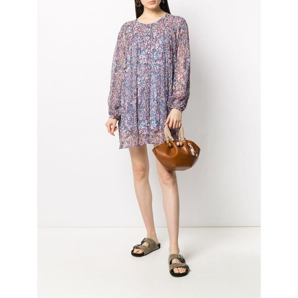 Isabel Marant Dresses & Skirts - ISABEL MARANT Orion Blue Pink Floral Silk Georgette Mini Tunic Dress, Size 36/XS